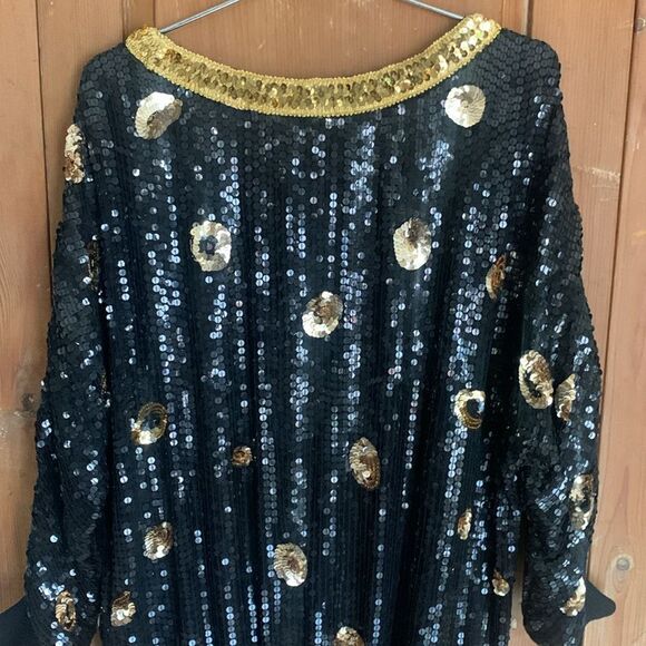 1980’s Gucci style sequin and beaded leopard/tiger dolman dress - Picture 8 of 13